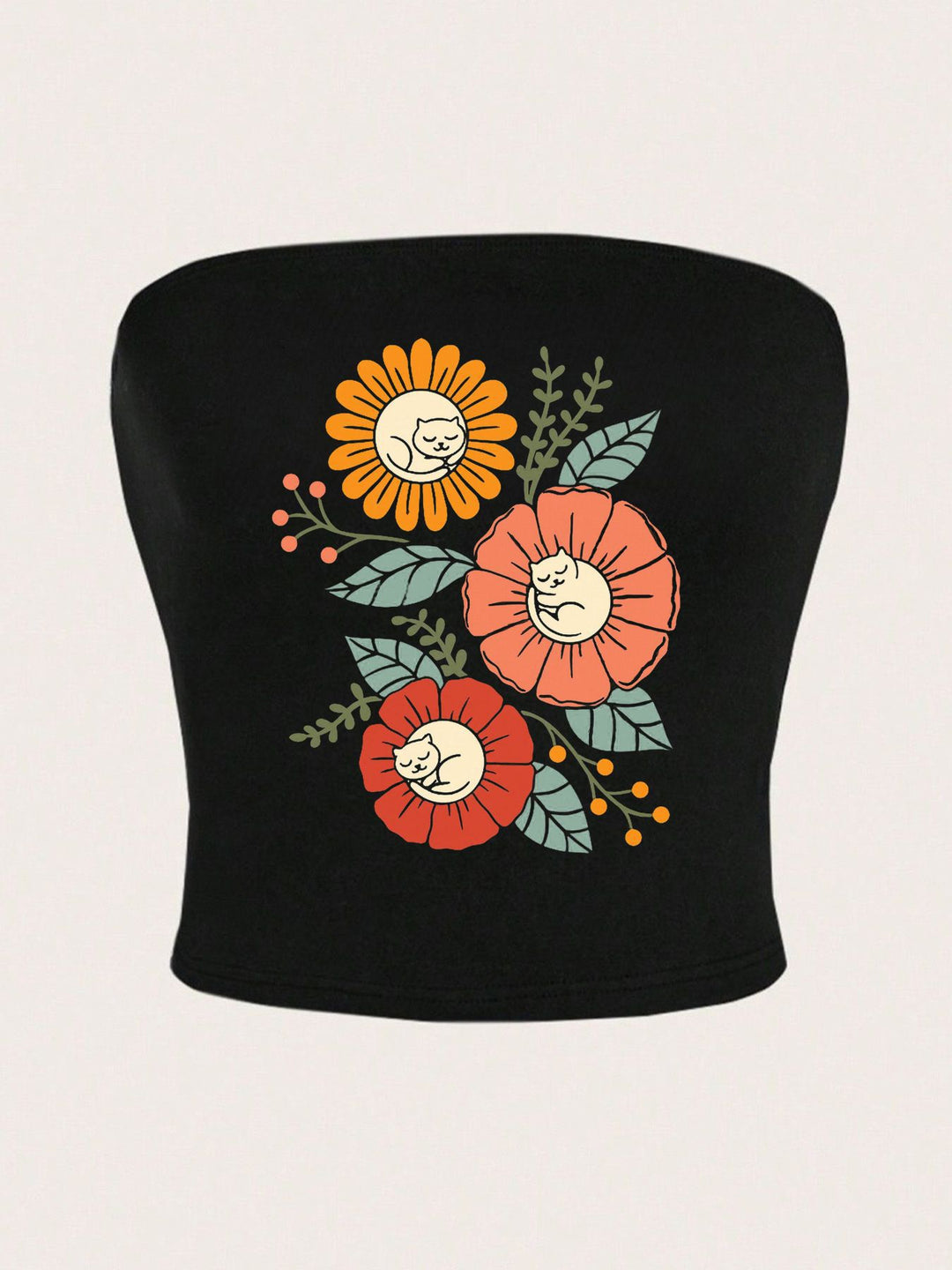 Damen Bandeau-Top mit auffälligem Statement-Aufdruck R&B