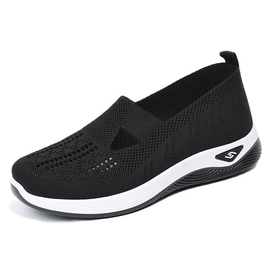 Damen bequeme Slip-On Schuhe mit atmungsaktiver Strickoberfläche R&B