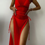 Damen Lässiges Strandkleid mit verstellbaren Riemen R&B