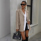Damen Oversized Blazer aus Kunstleder R&B