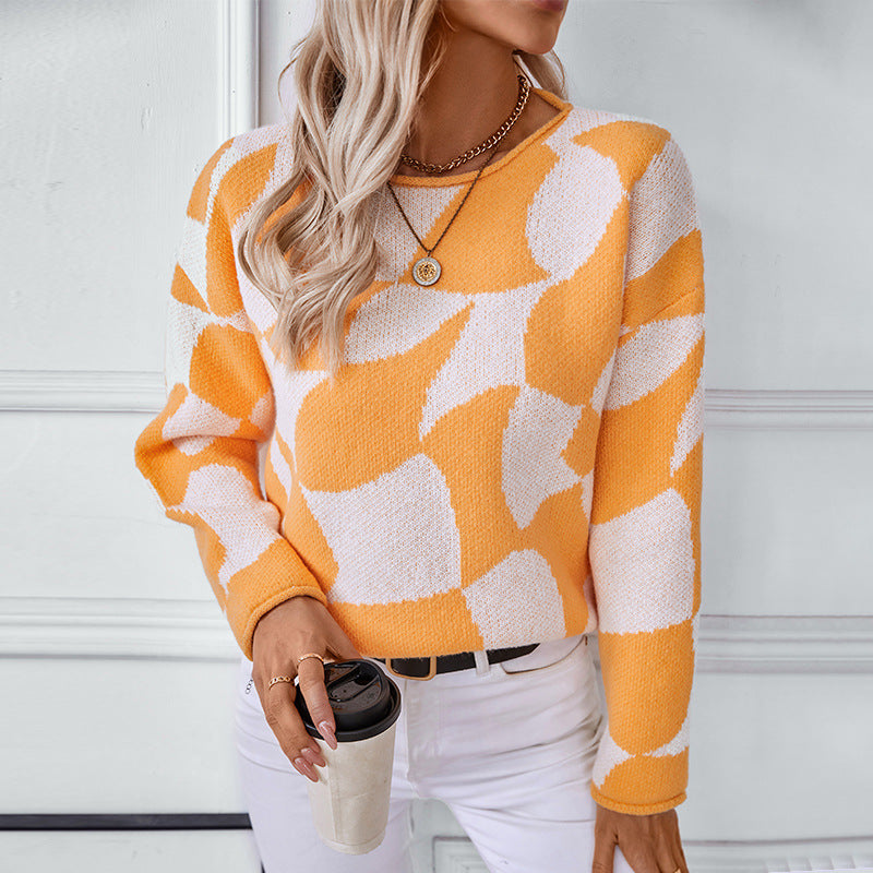 Damen Strickpullover mit modernem Muster und lässigem Schnitt