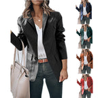 Damen elegante Blazerjacke im zeitlosen Design mit glänzender Oberfläche R&B