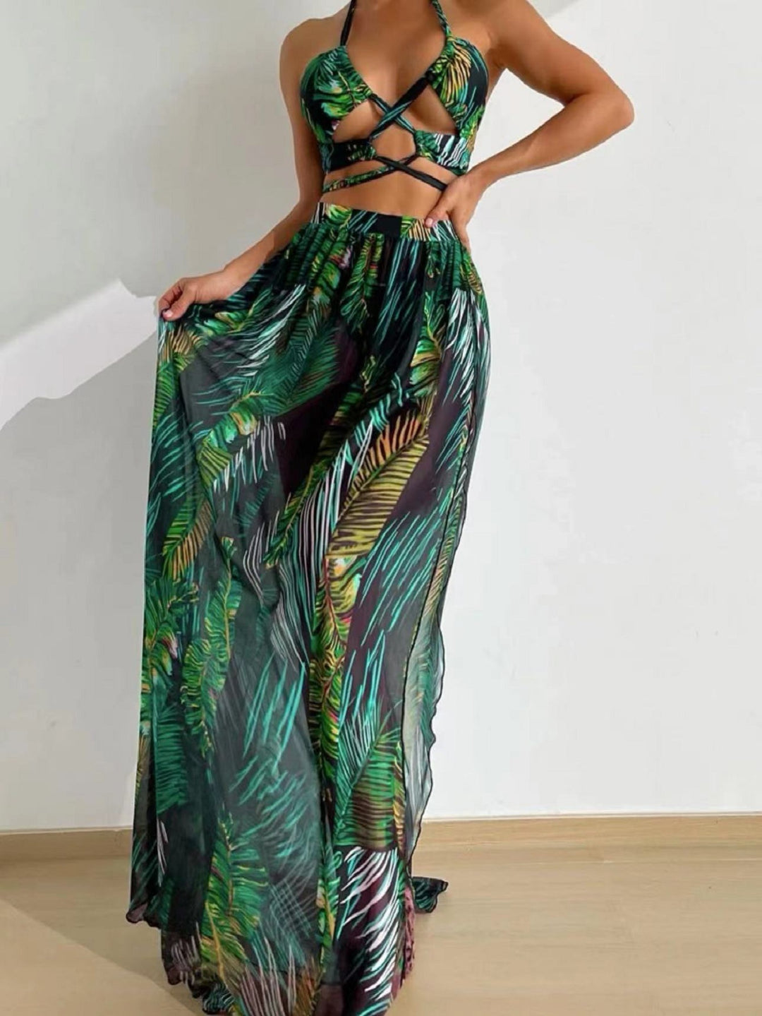 Damen Zweiteiliges Strandoutfit mit floralem Design und raffinierten Cut-Outs R&B