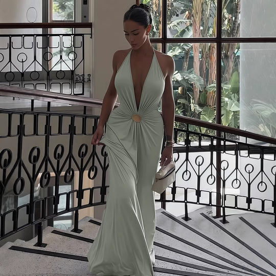 Damen Elegantes Wickelkleid mit tiefer V-Ausschnitt und raffiniertem Gürtel R&B