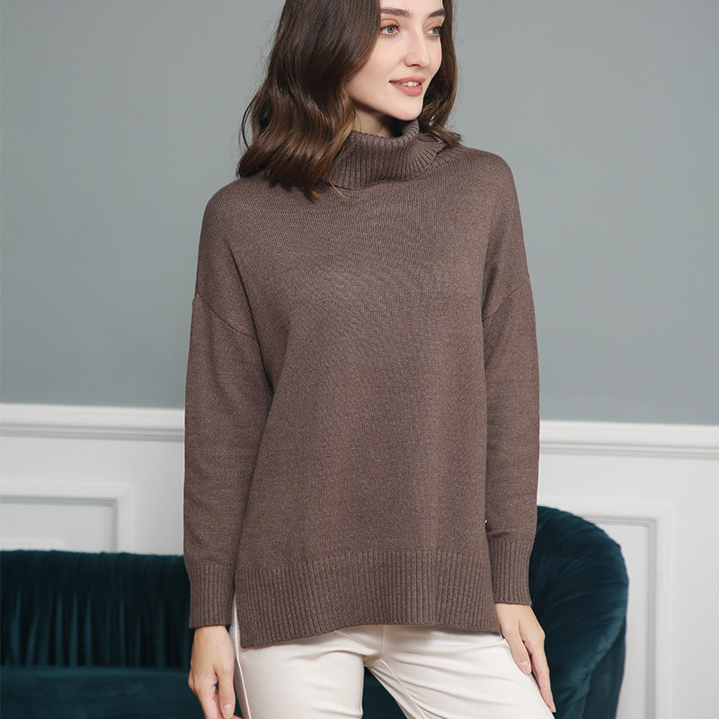 Damen gemütlicher Pullover mit Stehkragen und weitem Schnitt