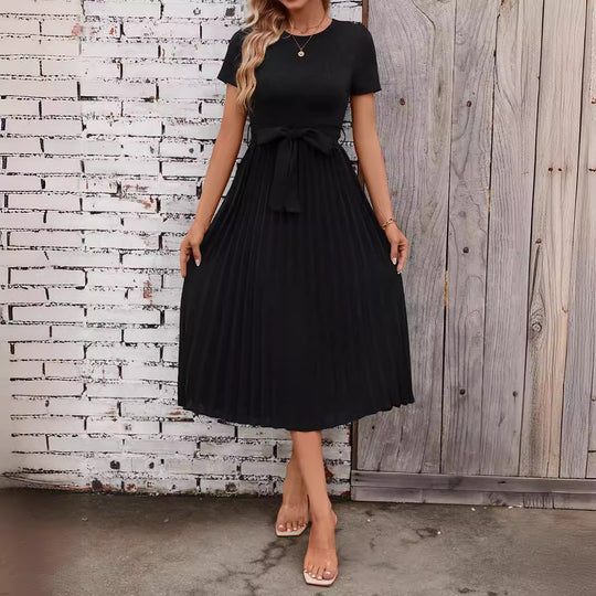 Damen Elegantes Midikleid mit tailliertem Design und schwingendem Rock R&B