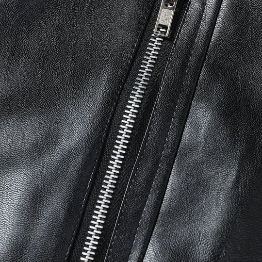 Herren Kunstlederjacke mit asymmetrischem Reißverschluss R&B