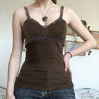 Damen Spitzen-Trägertop mit elegantem Design und zarten Rüschen R&B