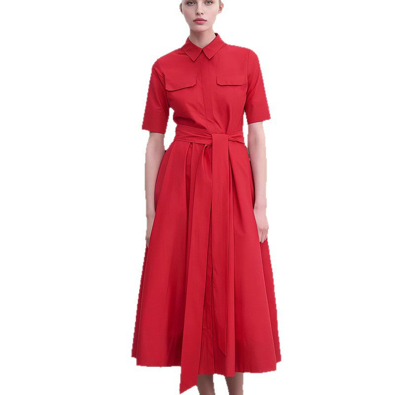 Damen Hemdkleid mit tailliertem Gürtel und klassischen Details R&B
