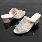 Damen Glamouröse Mules mit funkelndem Glitzer und elegantem Design R&B
