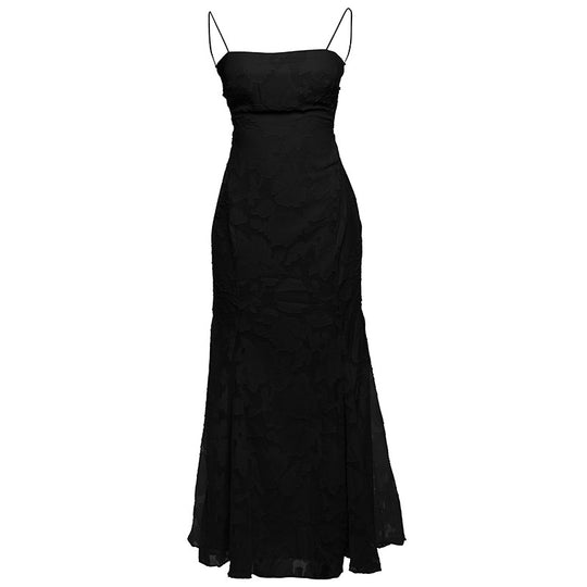 Damen Langflussendes Kleid mit stilvollen Blumenapplikationen R&B