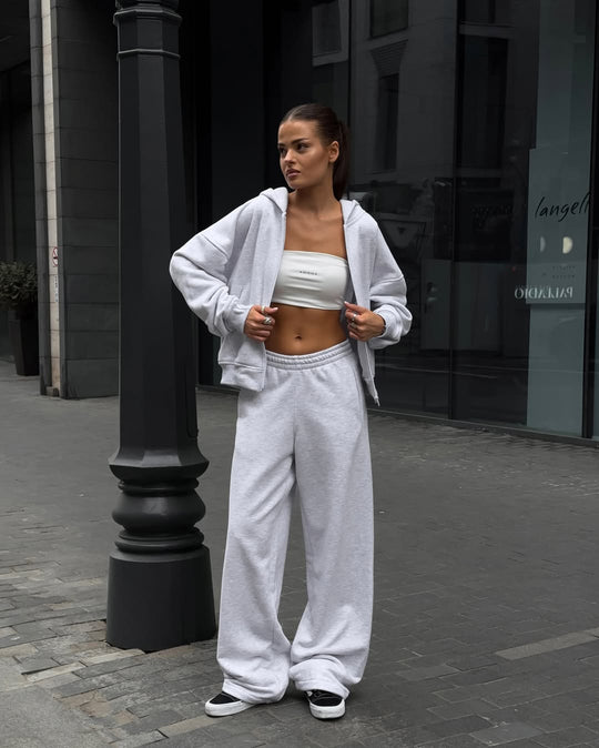 Damen lässiges Kapuzensweatshirt und weite Jogginghose-Set R&B