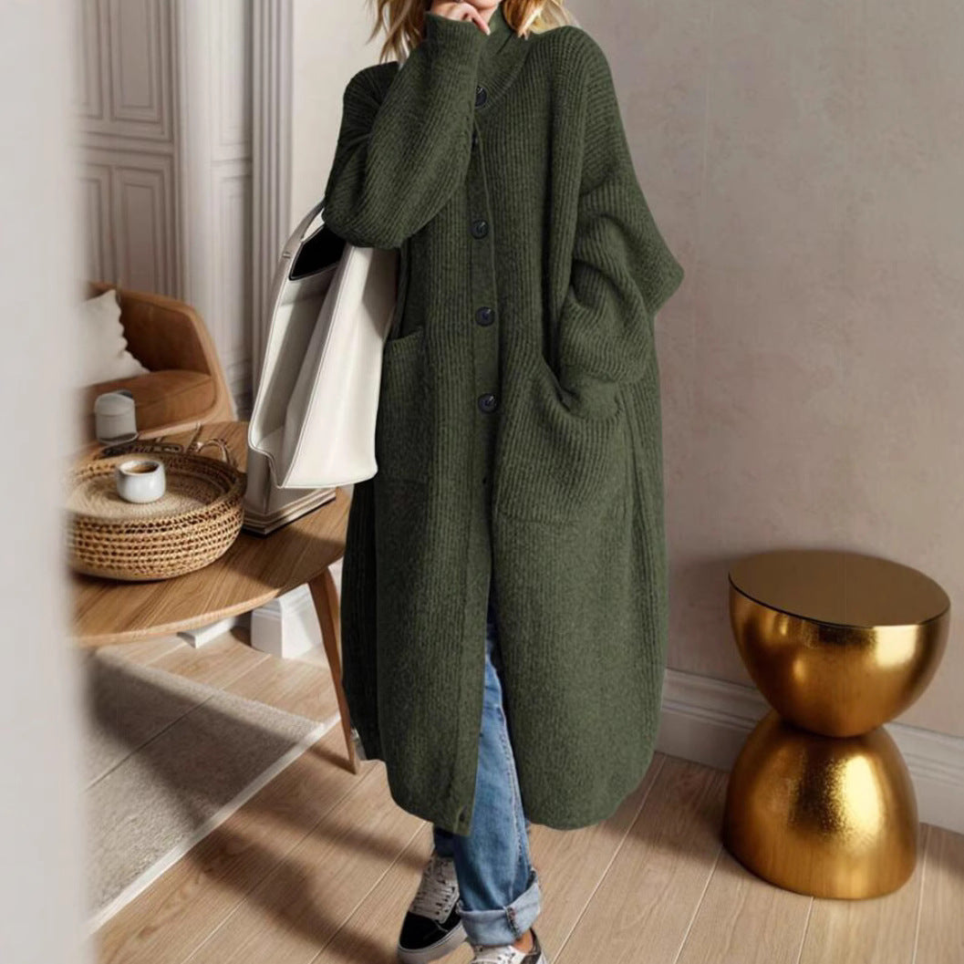 Damen Modische Strickjacke mit großzügigen Taschen und Knopfdetail R&B