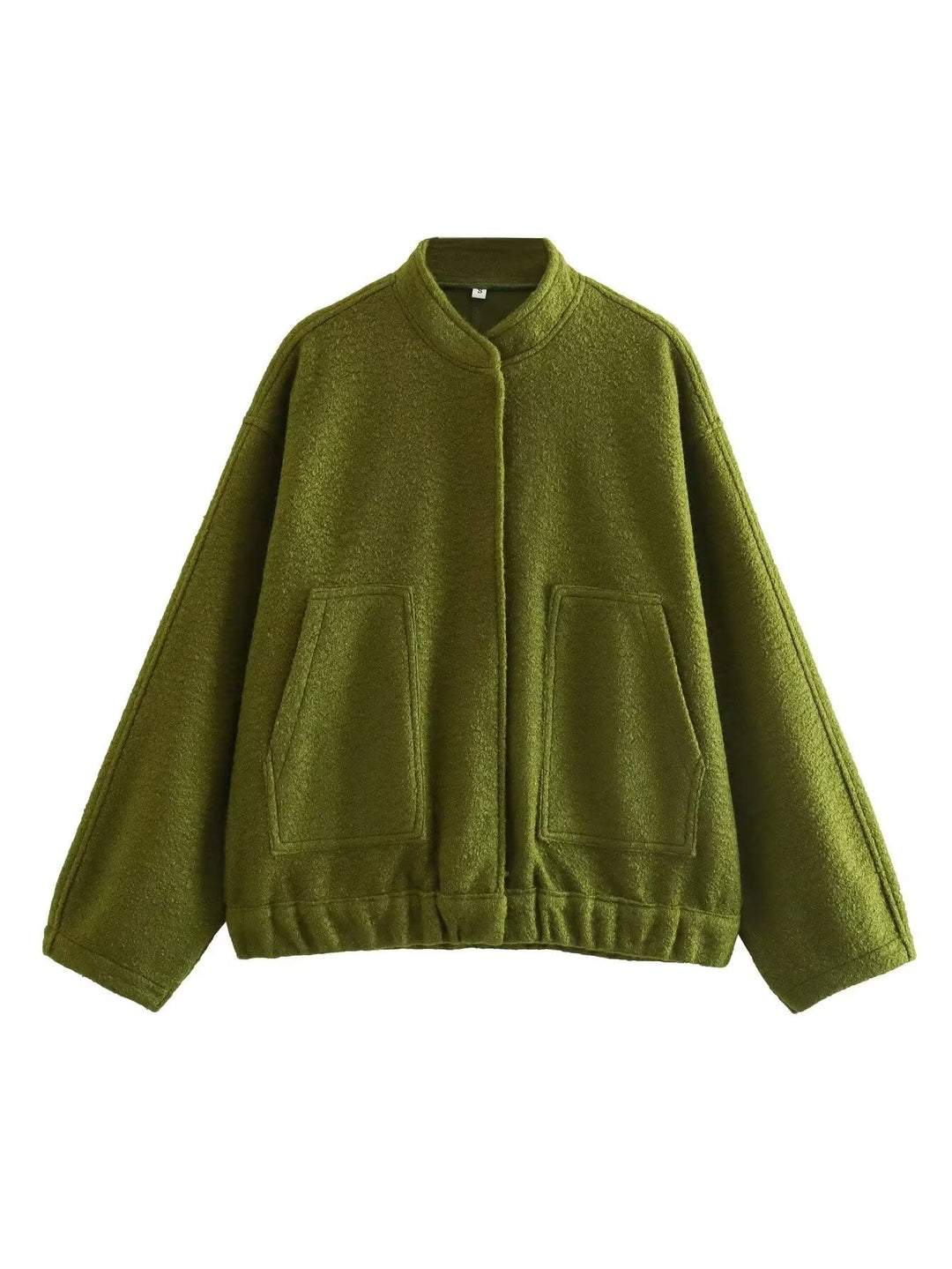 Damen modische Oversized-Jacke mit Stehkragen und seitlichen Taschen R&B