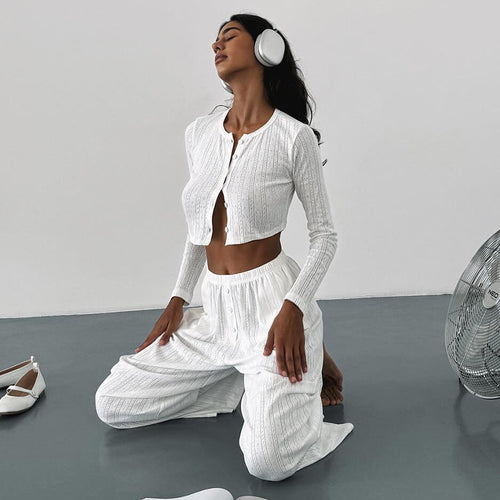 Damen Langarm-Crop-Top mit Knopfleiste und weichem Material R&B