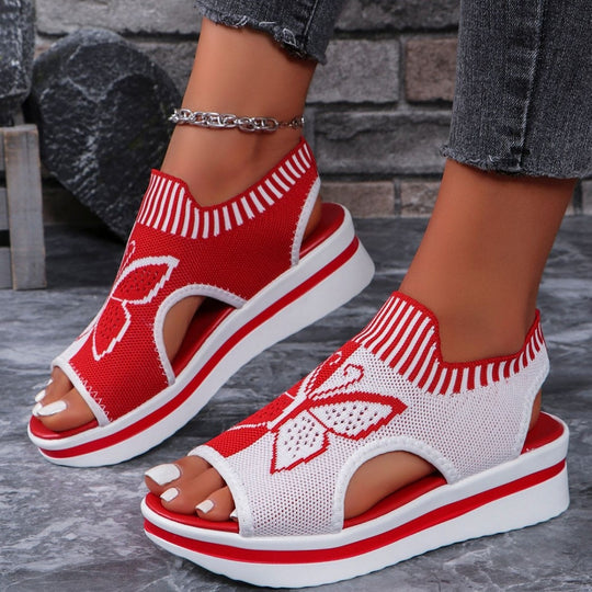Damen Sportliche Plateau-Sandalen mit modischem Schmetterlingsdesign R&B