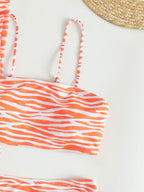 Damen Zweiteiliger Bikiniset mit Wickelrock und Streifenmuster R&B