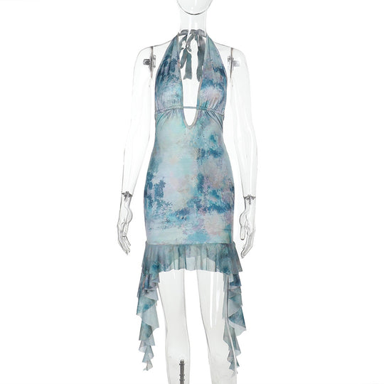 Damen Halterkleid mit asymmetrischem Saum R&B