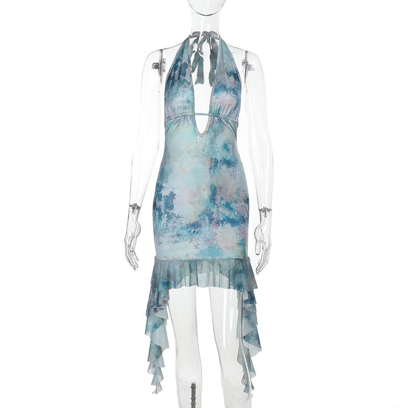 Damen Halterkleid mit asymmetrischem Saum R&B