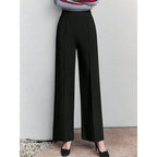 Damen Weite High-Waist Stoffhose mit eleganten Falten