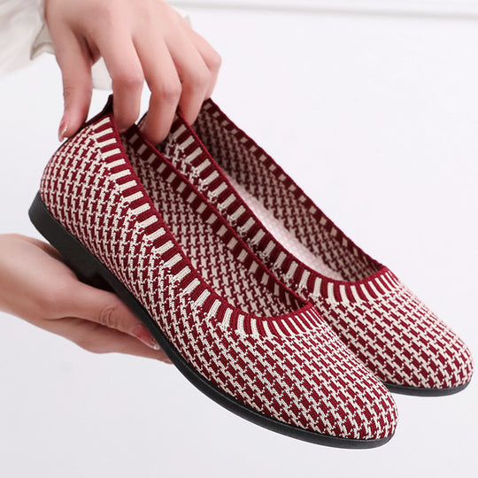 Damen Elegante Ballerinas aus atmungsaktivem Strickmaterial R&B