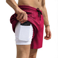 Herren nan zweilagige Schwimmshorts mit innerer Kompressionshose und seitlicher Smartphone-Tasche R&B
