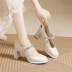 Damen elegante Riemchenpumps mit funkelndem Schmuckdetail R&B