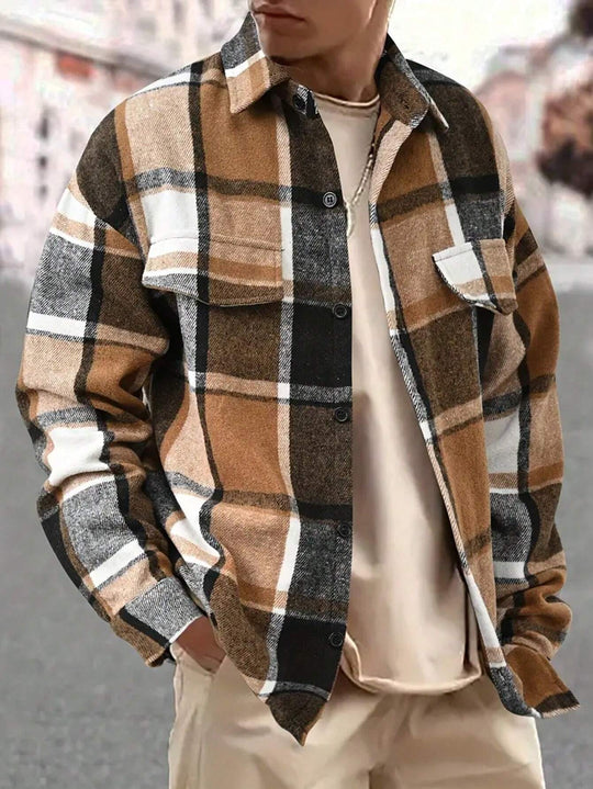 Herren nan weite Karo-Hemdenjacke aus weichem Flanell mit aufgesetzten Brusttaschen R&B