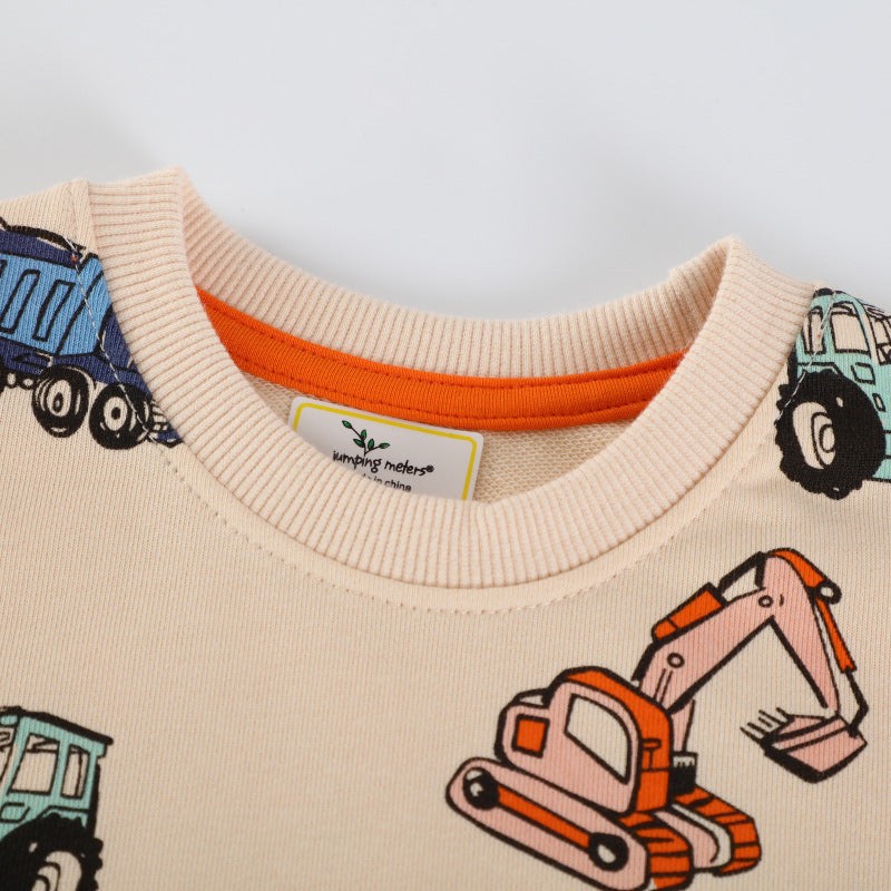 Unisex Sweatshirt mit bunten Baustellenfahrzeugen R&B