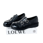Damen Elegante Mokassins mit doppeltem Schnallenverschluss und feinem Broguemuster R&B