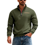 Herren nan Sweatshirt mit halbem Reißverschluss, Stehkragen und Brust-Welttasche R&B