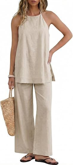 Damen Leichte und luftige Sommerhose mit Tanktop R&B