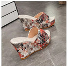 Damen Wedge-Sandalen mit schickem Schlangenleder-Design und gepolsterter Sohle R&B