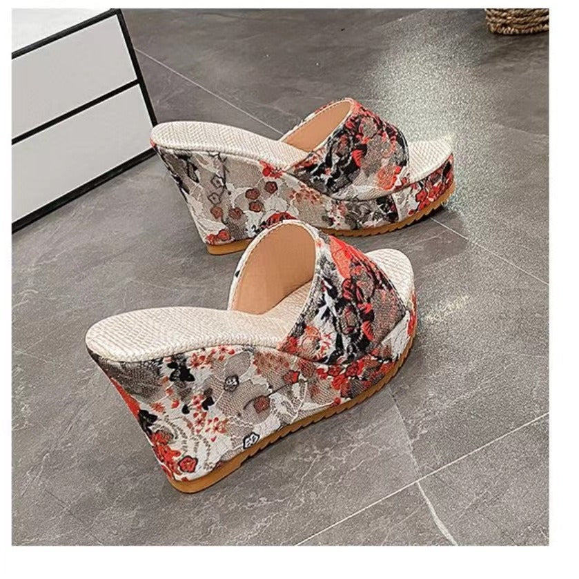 Damen Wedge-Sandalen mit schickem Schlangenleder-Design und gepolsterter Sohle R&B
