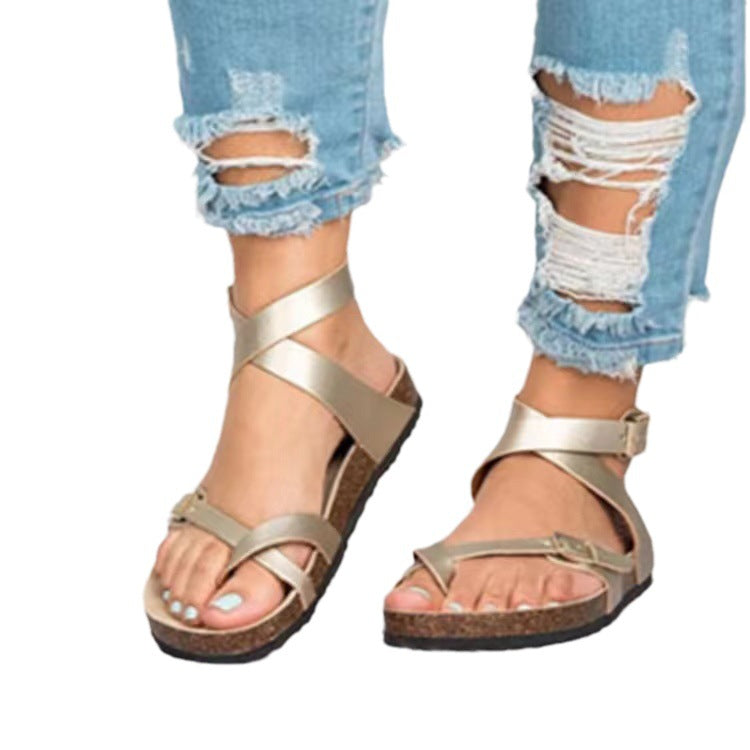 Damen komfortable Riemchensandalen mit verstellbarem Schnallenverschluss und gepolsterter Innensohle R&B