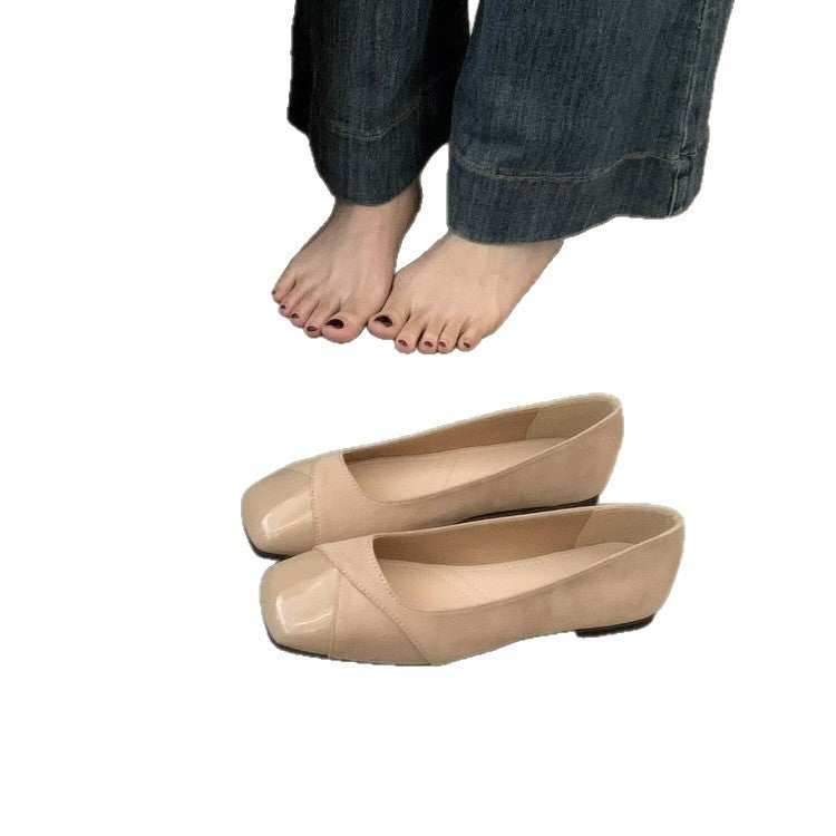 Damen Komfortable Ballerinas aus hochwertigem Wildleder mit eleganter Lackspitze R&B