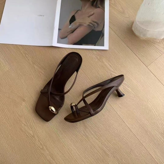 Damen elegante Slingback Sandalen mit verziertem Blockabsatz R&B