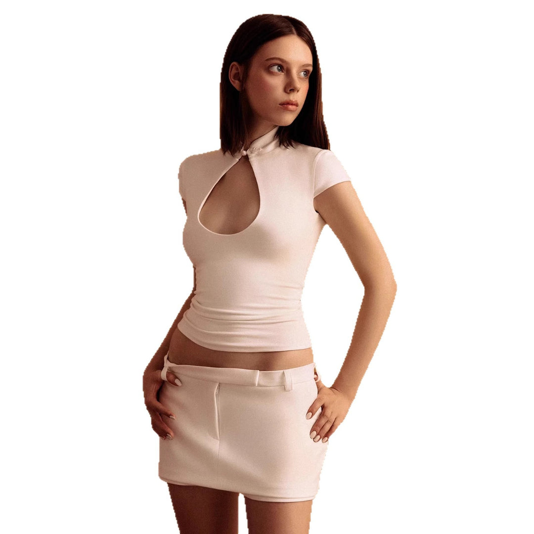 Damen figurbetontes Oberteil mit Choker-Ausschnitt R&B