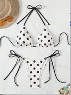 Damen Triangel-Bikini mit modischem Punkten-Design und verstellbaren BindR&Bändern R&B