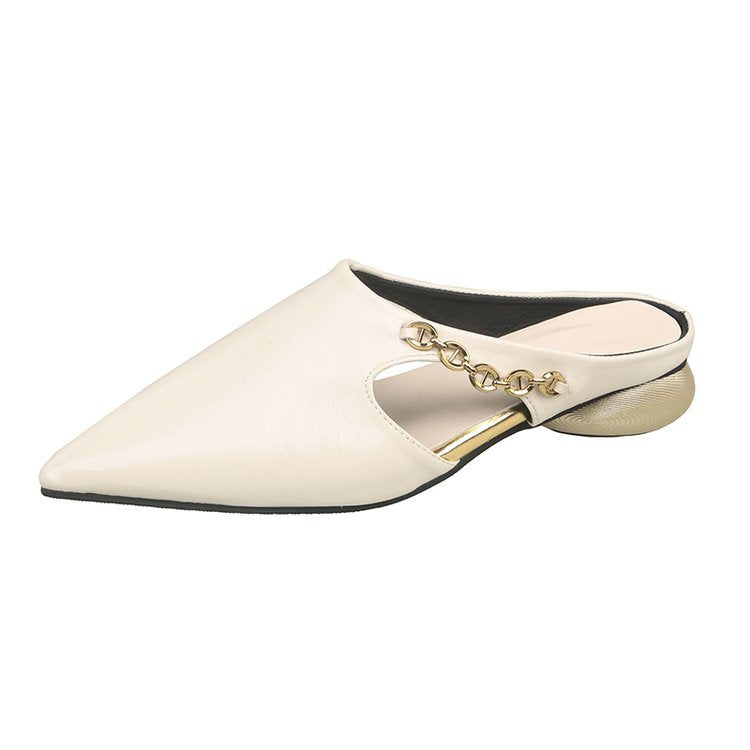 Damen elegante Mules mit modischem Kettenakzent R&B