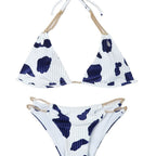 Damen Triangel-Bikini mit kreativem Kettenakzent und Rippstruktur R&B