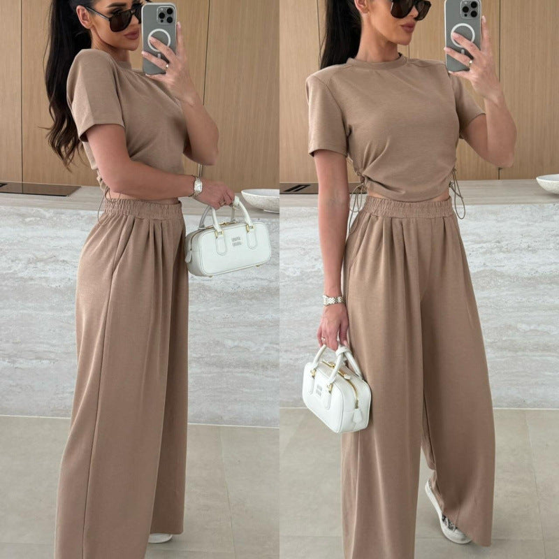 Damen Cropped Drawstring Lounge Set R&B