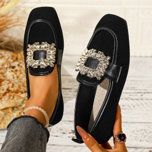 Damen elegante Ballerinas mit funkelnder Schmuckapplikation R&B