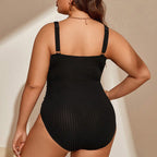 Damen Einteiliger Badeanzug mit stilvollem Rippendesign R&B