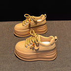 Damen modische Plateau Sneakers mit dekorativen Schnürsenkeln und strukturiertem Obermaterial R&B