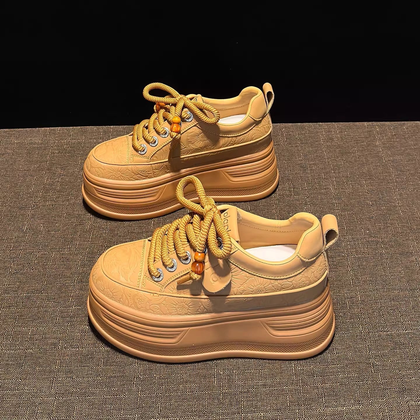 Damen modische Plateau Sneakers mit dekorativen Schnürsenkeln und strukturiertem Obermaterial R&B