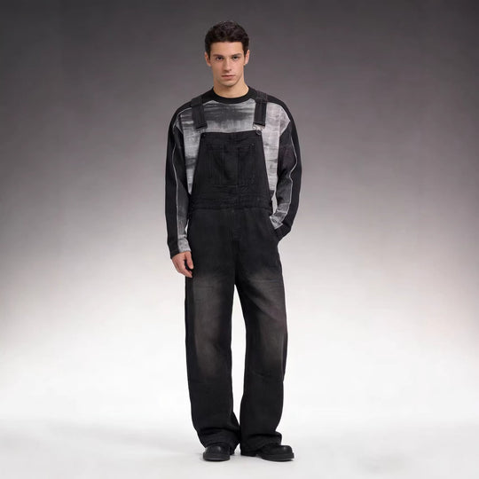 Herren Latzhose Jeans mit weitem Schnitt