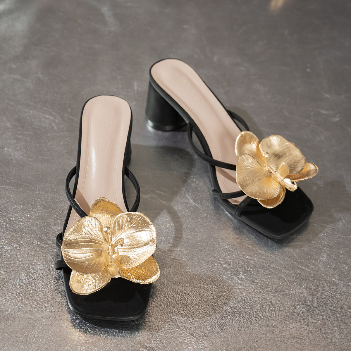 Damen Elegante Slingback-Sandalen mit floralem Goldakzent und bequemer Fußbettung R&B