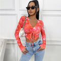 Damen Langarm Crop-Top mit in sich gedrehtem Design