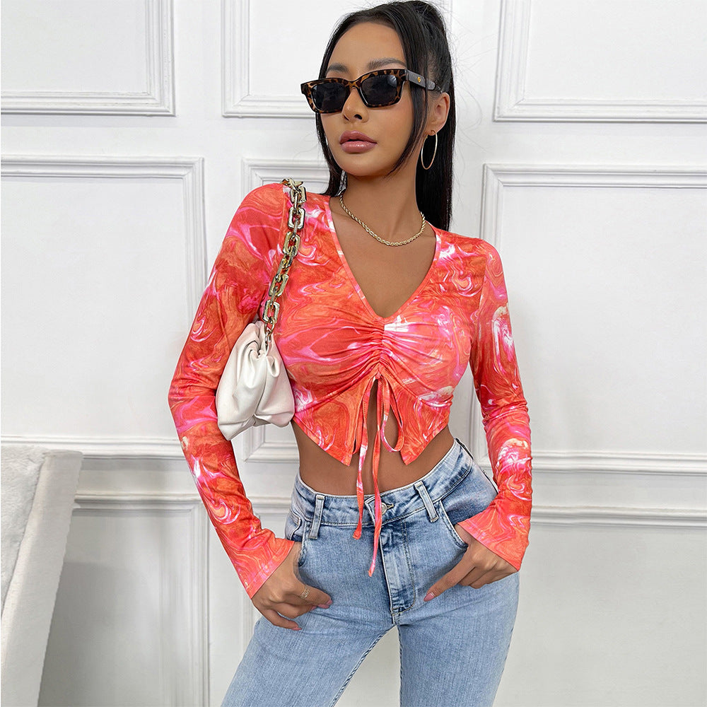 Damen Langarm Crop-Top mit in sich gedrehtem Design